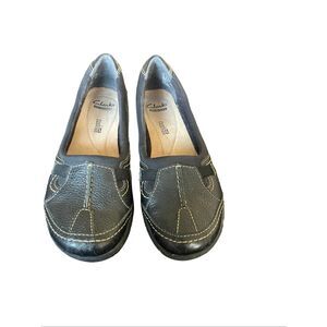 Clark's Womens Black Soft Cushion Evianna Fig Slip On Loafer Flats Size 7.5